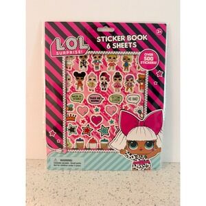LOL Surprise Sticker Book 6 Sheets Over 500 Stickers Pink Kawaii Doll Cute